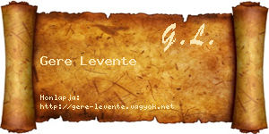 Gere Levente névjegykártya